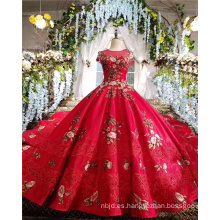 Diseñador chino exquisito bordado rojo sin mangas magnífico vestido de boda vestido de bola